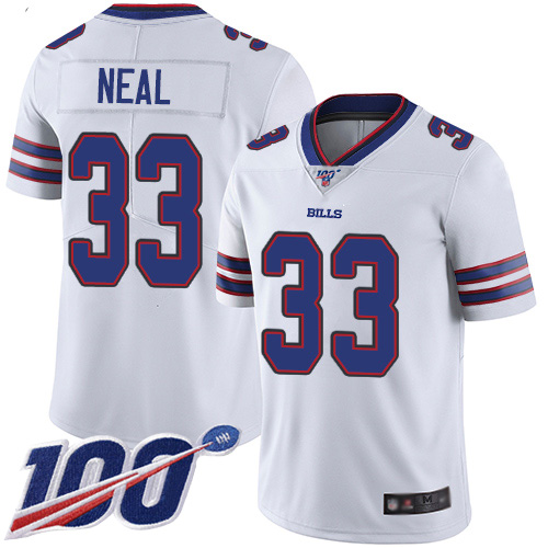 Men Buffalo Bills #33 Siran Neal White Vapor Untouchable Limited Player 100th Season NFL Jersey